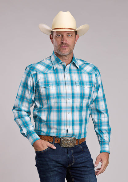 Mens Roper Trail Plaid Long Sleeve Snap Shirt