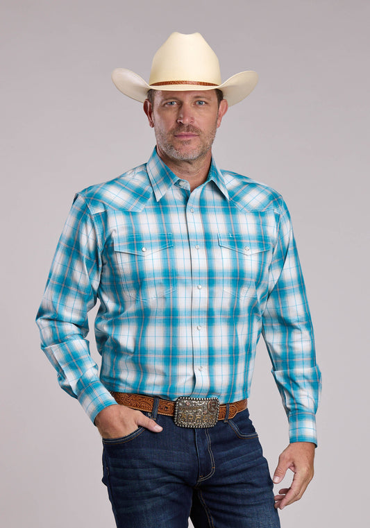 Mens Roper Trail Plaid Long Sleeve Snap Shirt