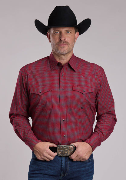 Mens Roper Stretch Check Western Snap Shirt