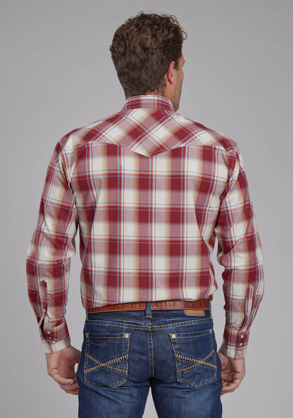 Mens '57 Chevy Plaid Long Sleeve Snap Western Shirt