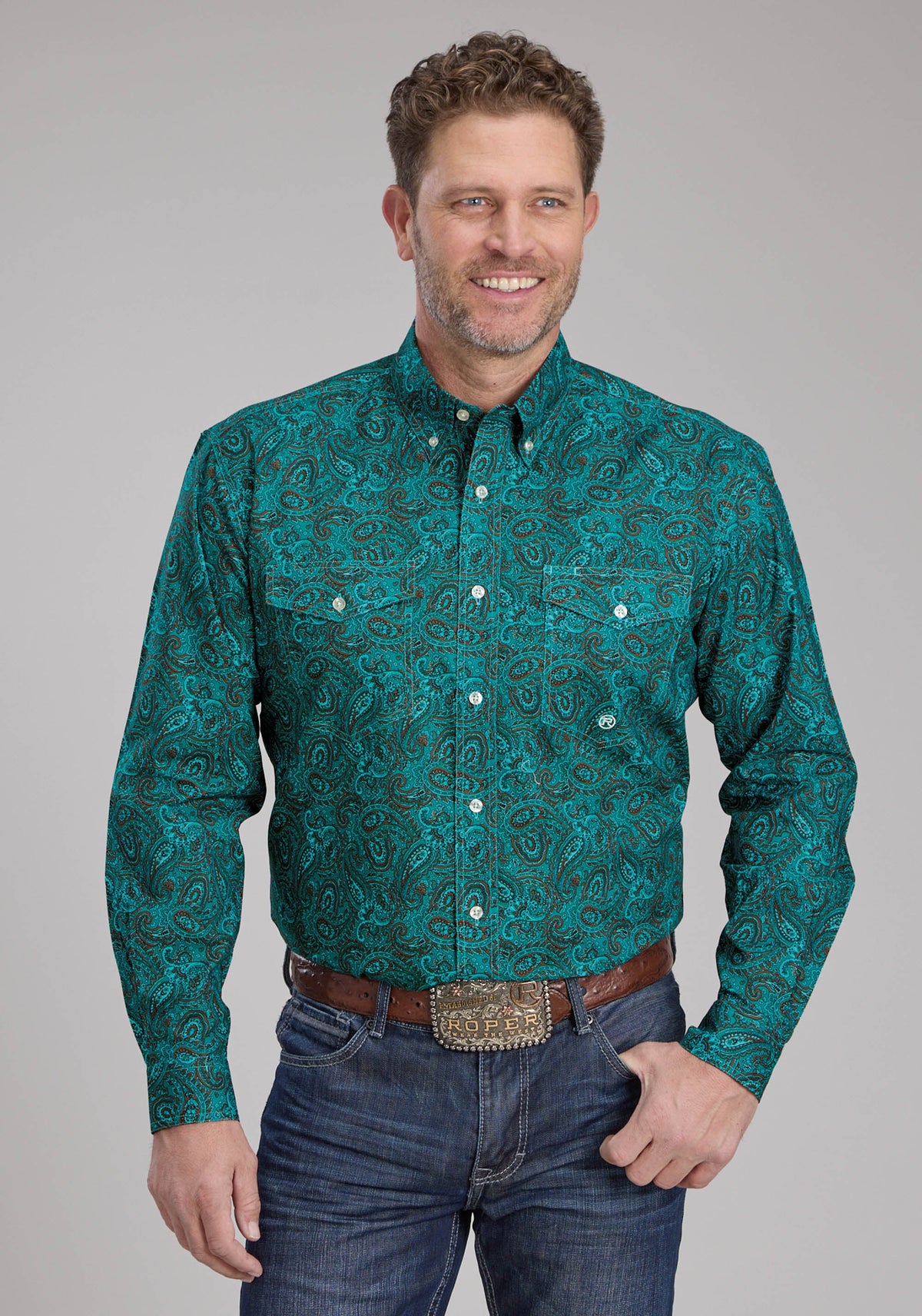 Mens Mallard Paisley Long Sleeve Button Western Shirt