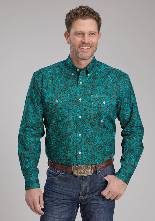 Mens Mallard Paisley Long Sleeve Button Western Shirt