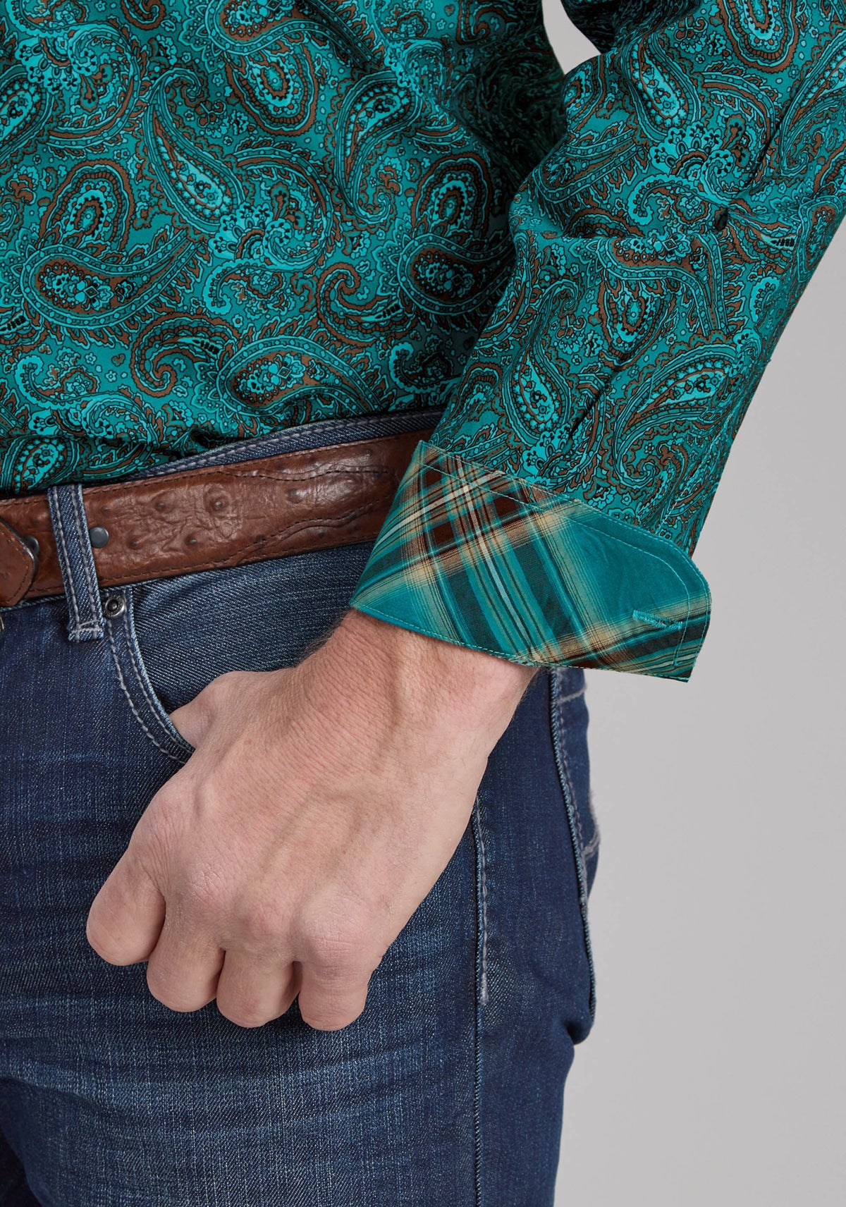 Mens Mallard Paisley Long Sleeve Button Western Shirt