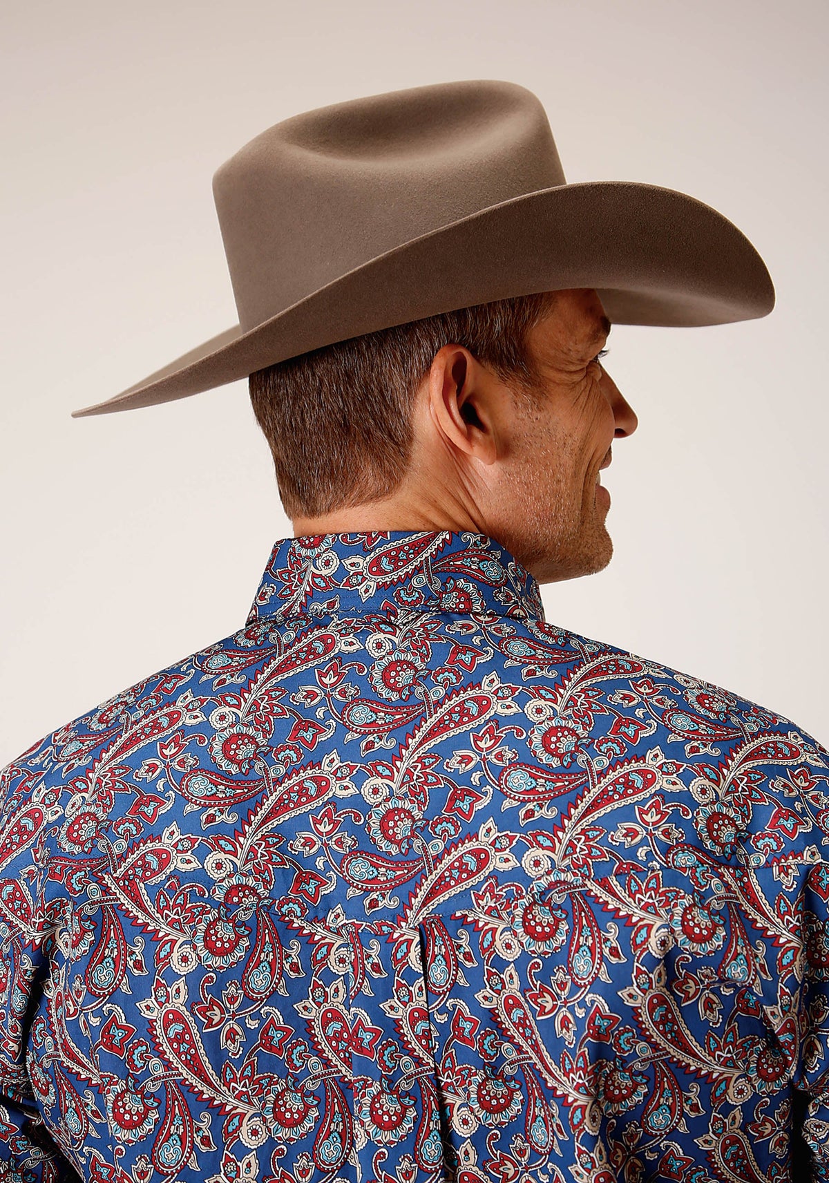 Mens Long Sleeve Button Independence Foulard Western Shirt