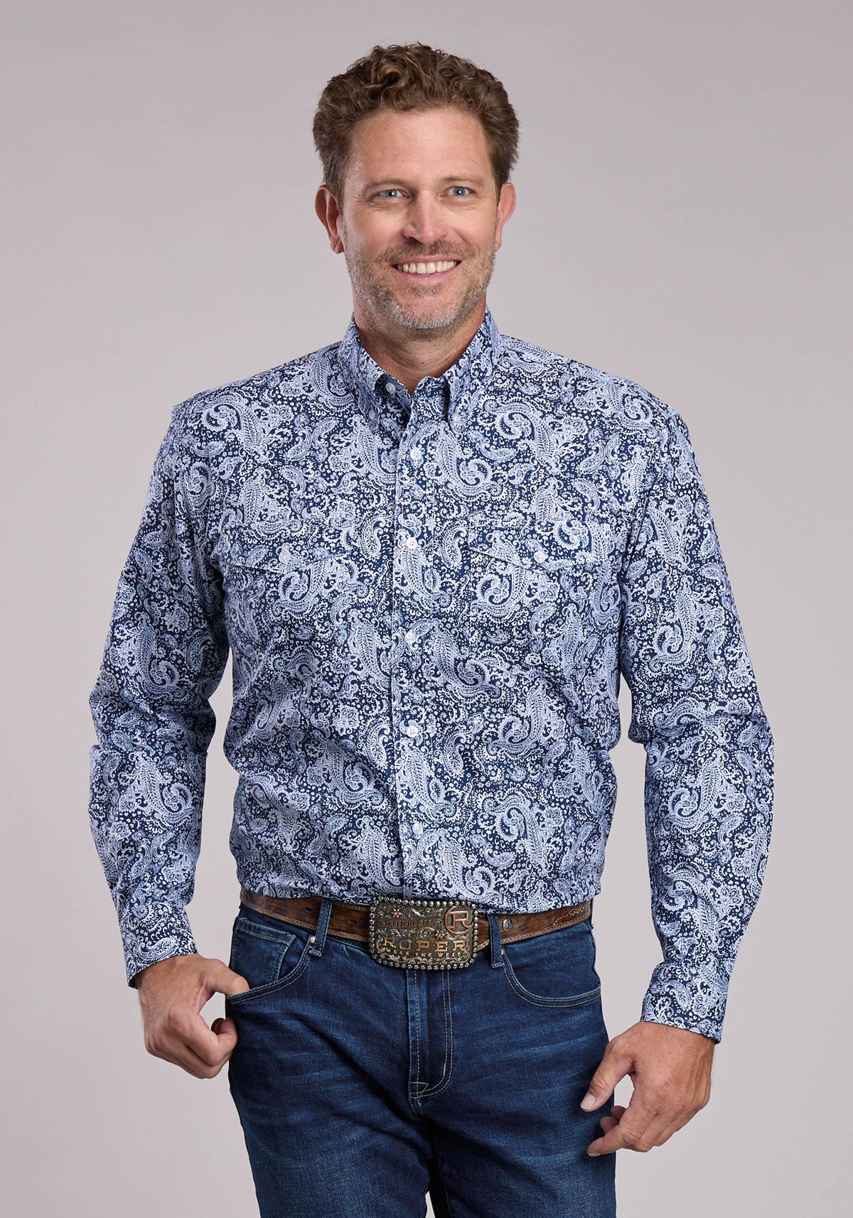 Mens Roper Windy Paisley Long Sleeve Button Shirt