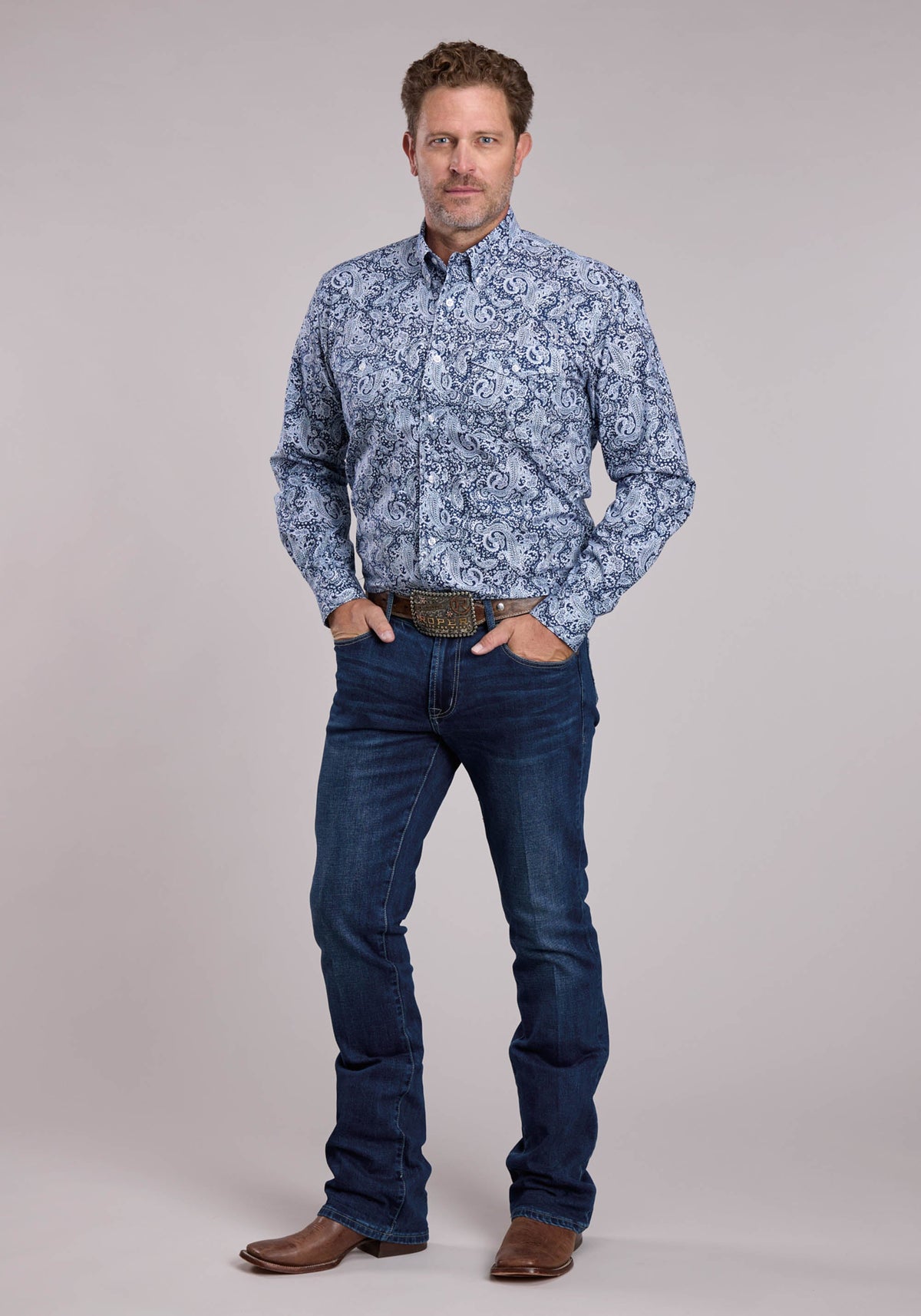 Mens Roper Windy Paisley Long Sleeve Button Shirt