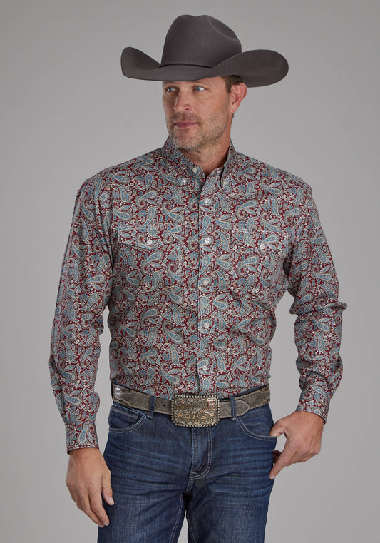 Mens Orchard Paisley Long Sleeve Button Western Shirt