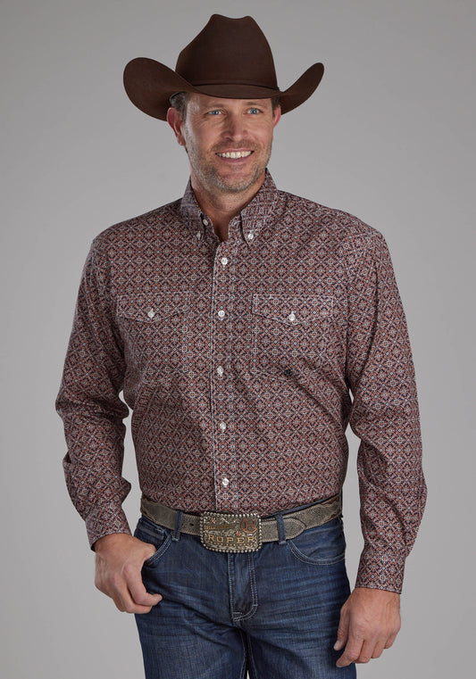 Mens Ginger Foulard Long Sleeve Button Western Shirt