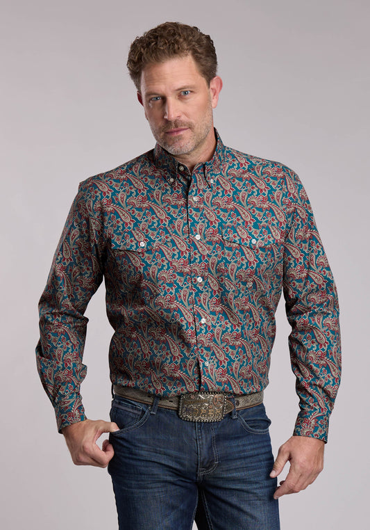 Mens Roper Hickory Paisley Western Button Up Shirt