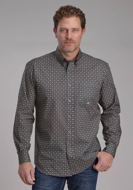 Mens Garnet Foulard Long Sleeve Button Western Shirt