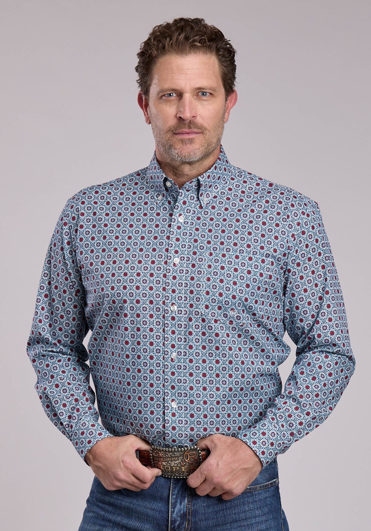 Mens Roper Vintage Scroll Foulard Long Sleeve Button Shirt