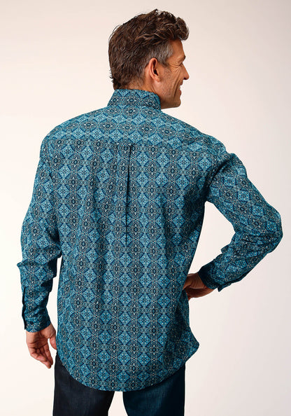 Mens Long Sleeve Button Gothic Medallion Western Shirt