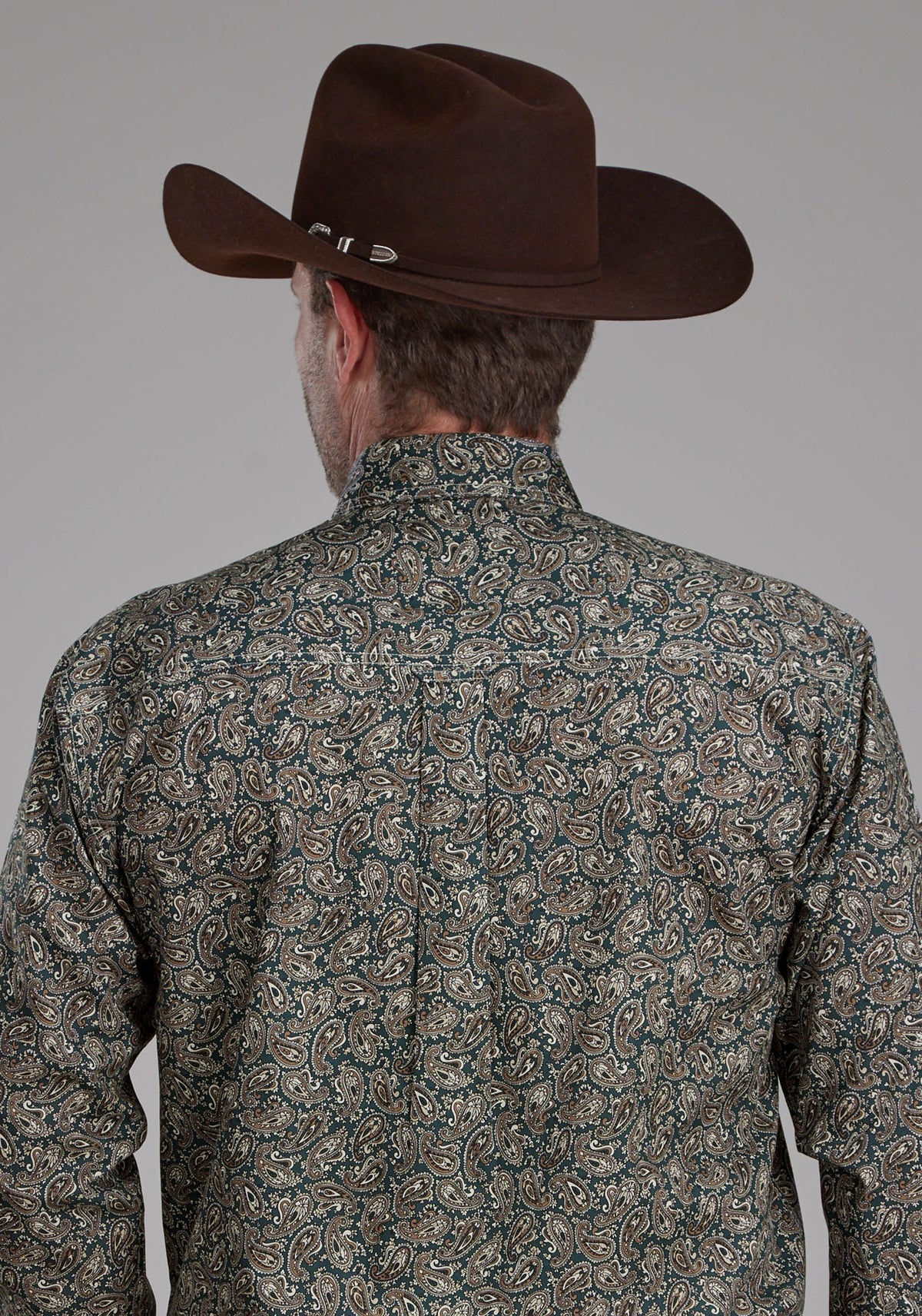 Mens Oak Paisley Long Sleeve Button Western Shirt