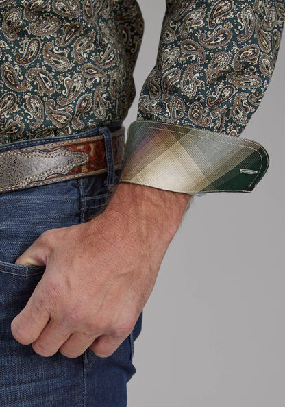 Mens Oak Paisley Long Sleeve Button Western Shirt