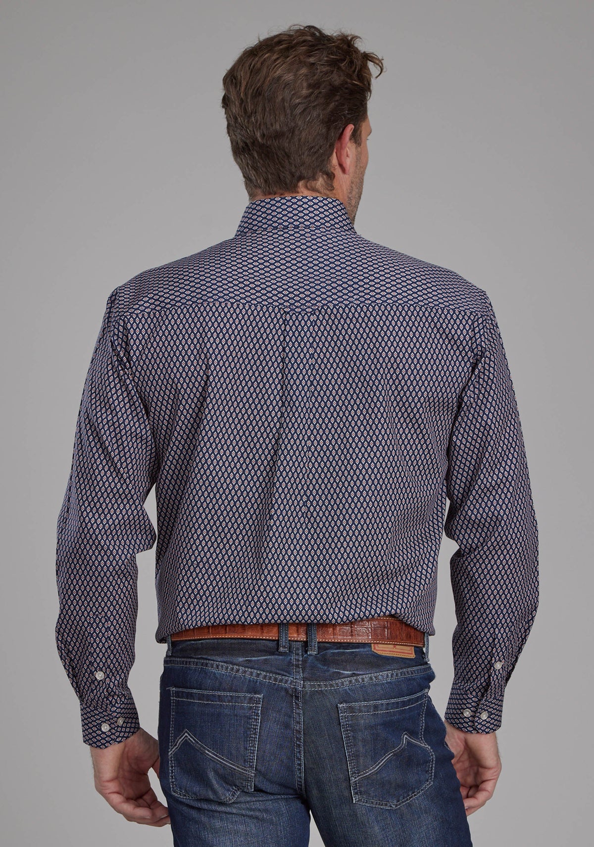 Mens Diamond Eye Geo Long Sleeve Button Western Shirt