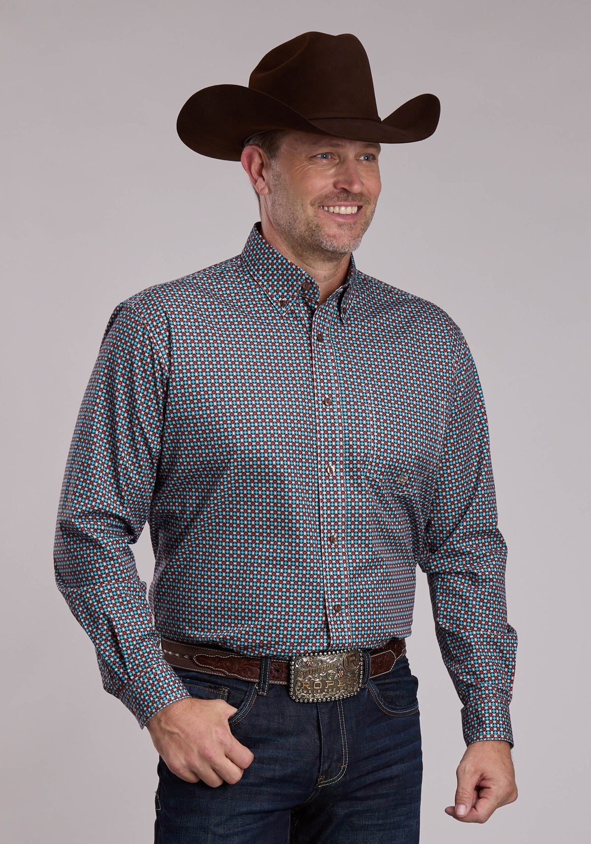 Mens Roper Small Star Foulard Western Button Up Shirt