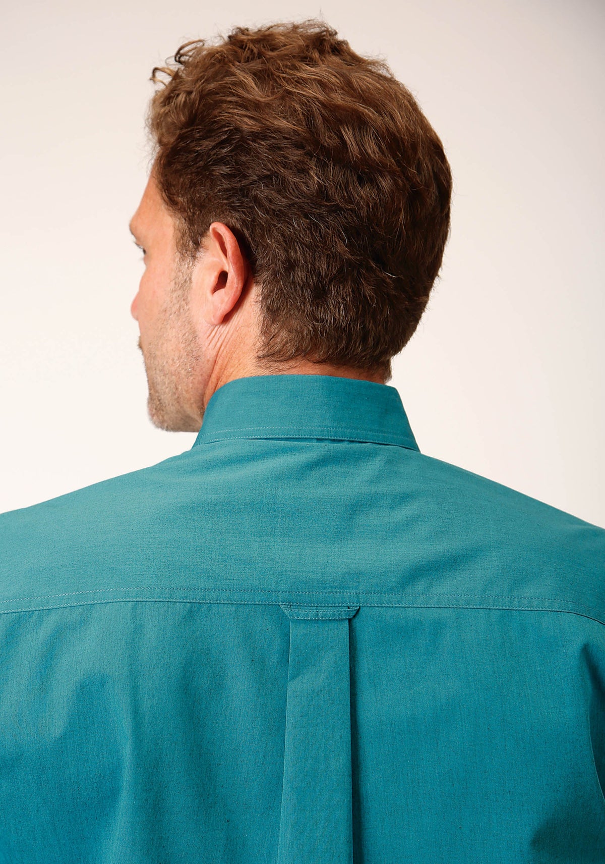 Mens Long Sleeve Button Black Fill Solid  Teal Western Shirt