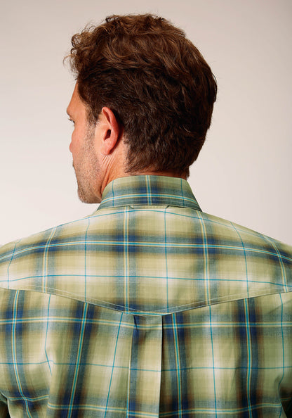 Mens Long Sleeve Button Sand Dune Plaid Western Shirt