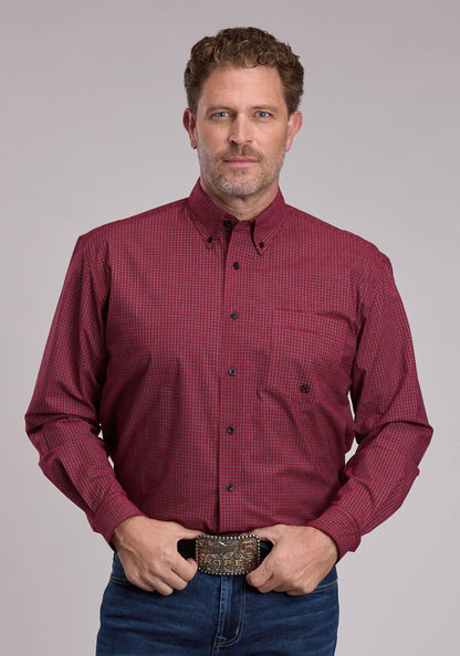 Mens Roper Stretch Check Western Button Up Shirt