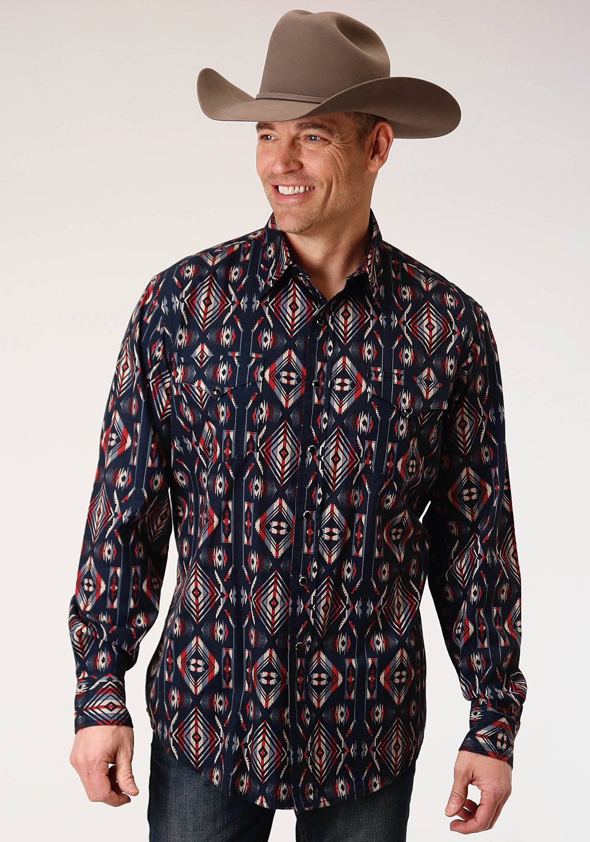 Mens Long Sleeve Snap Blanket Stripe Western Shirt