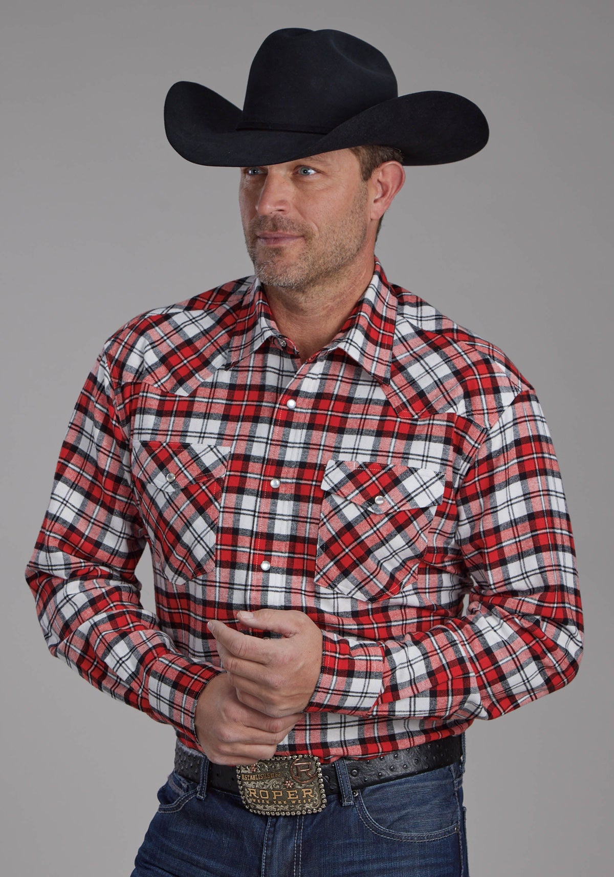 Mens Unlined Flannel Shirt Long Sleeve Snap Western Shirt