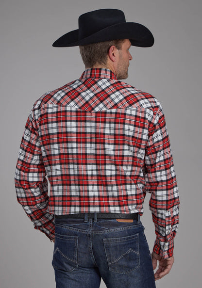 Mens Unlined Flannel Shirt Long Sleeve Snap Western Shirt