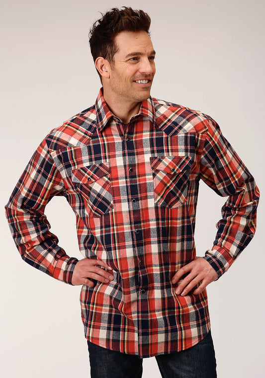 Mens Long Sleeve Snap Unlined Flannel Plaid Shirt Western Shirt Tall Fit