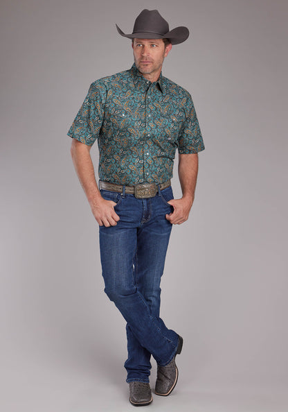 Mens Dusk Paisley Short Sleeve Snap Western Shirt