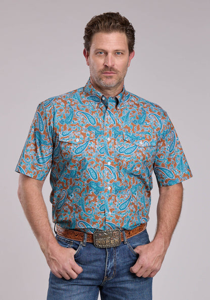 Mens Roper Desert Spring Paisley Short Sleeve Button Shirt