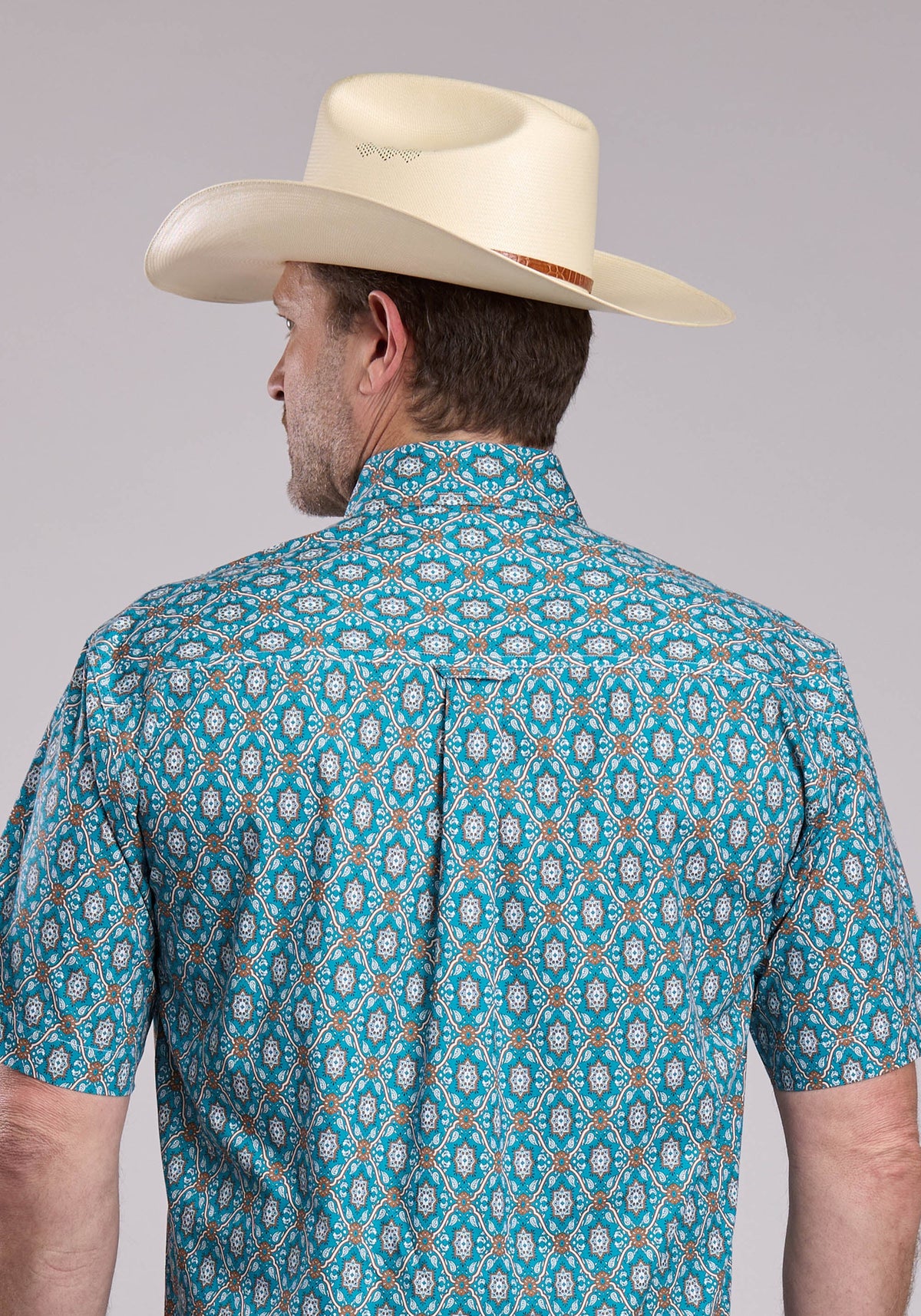 Mens Roper Vintage Ornate Paisley Short Sleeve Button Shirt