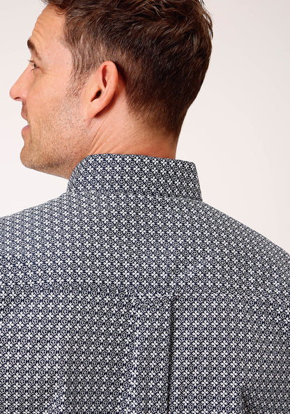 Mens Short Sleeve Button Bell Foulard Western Shirt