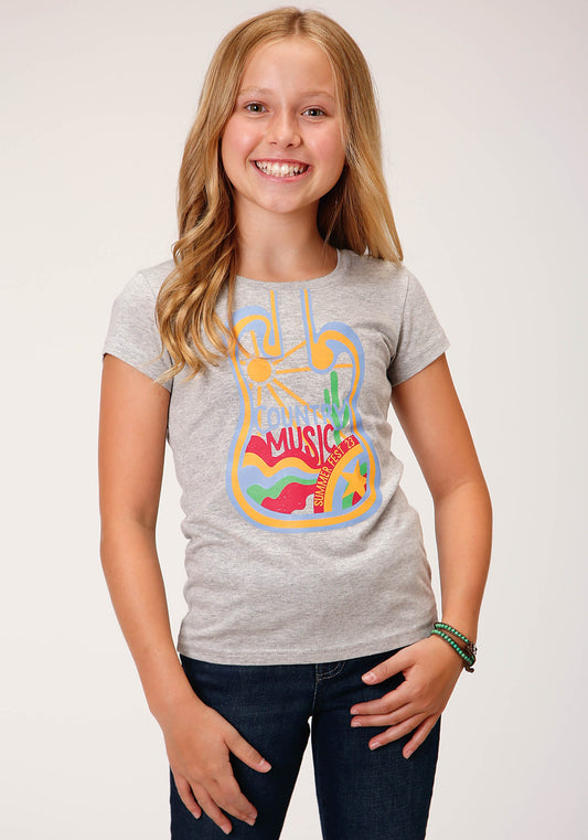 Girls Short Sleeve Knit Heather Grey Poly Rayon Short Sleeve  T T-shirt