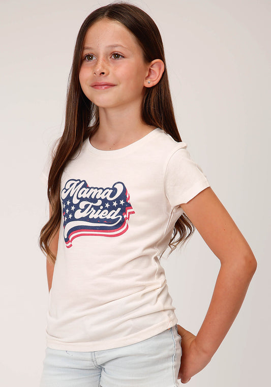 Girls Short Sleeve Knit Poly Rayon Cream Short Sleeve  T T-shirt
