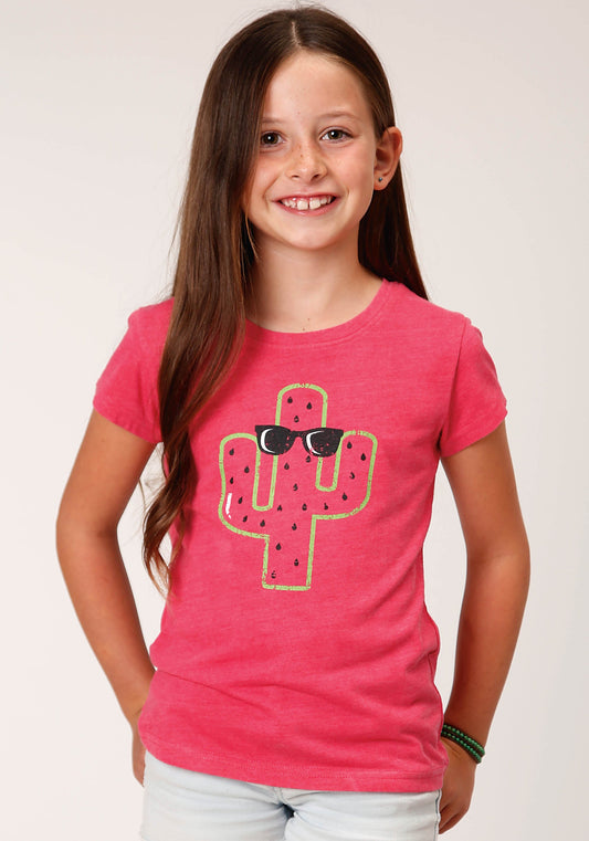 Girls Short Sleeve Knit Watermelon Pi Poly Rayon Short Sleeve  T T-shirt