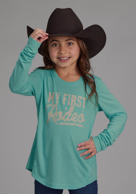 Girls Scoop Neck Tee Long Sleeve Pullover Western Shirt