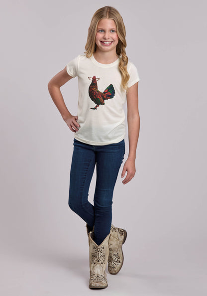 Girls Roper Poly Rayon Western Jersey Crew Short Sleeve Tshirt