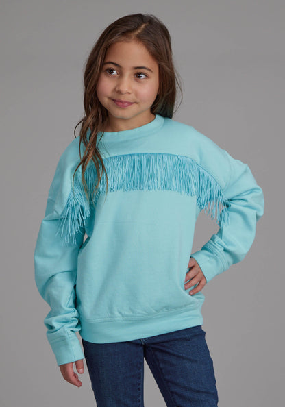 Girls Cotton Fleece Crew Neck Pull-over Long Sleeve Pullover Western Shirt