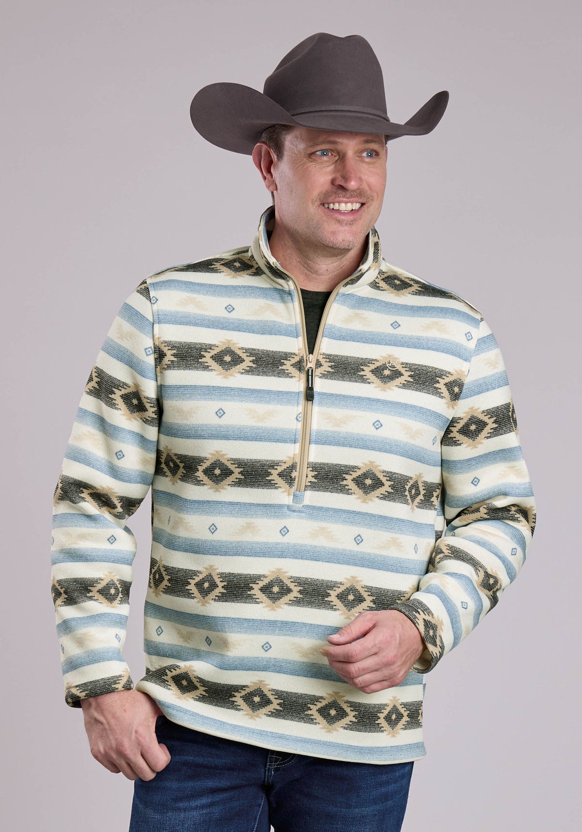 Mens Roper Aztec Knit Pullover Sweater