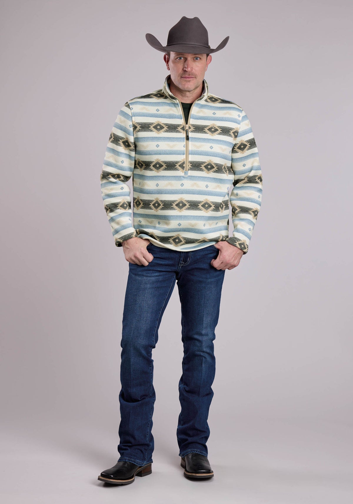 Mens Roper Aztec Knit Pullover Sweater