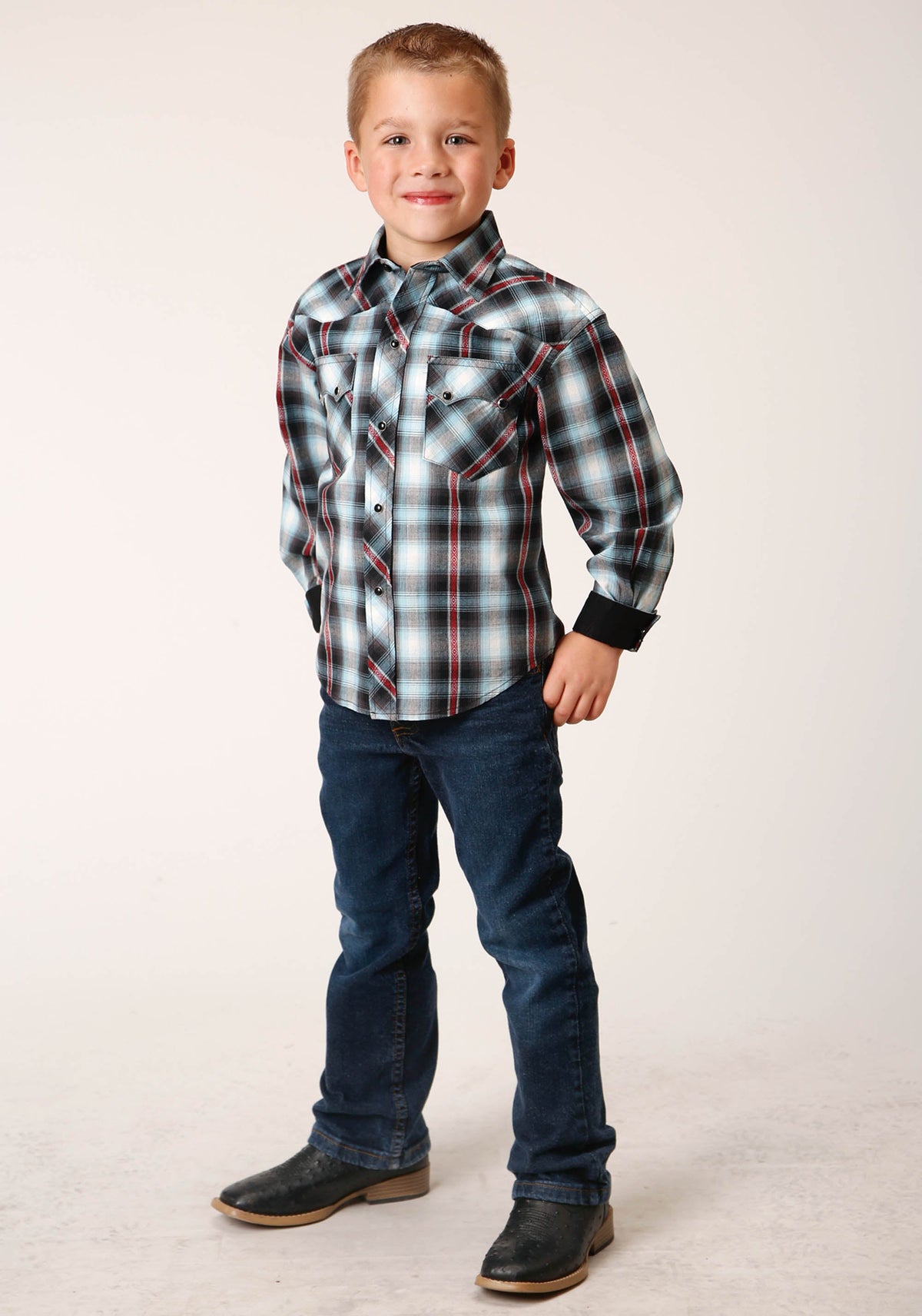 Boys Long Sleeve Snap Dusk Dobby Western Shirt