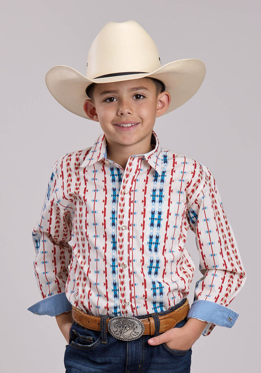 Boys Roper Vertical Aztec Long Sleeve Snap Shirt