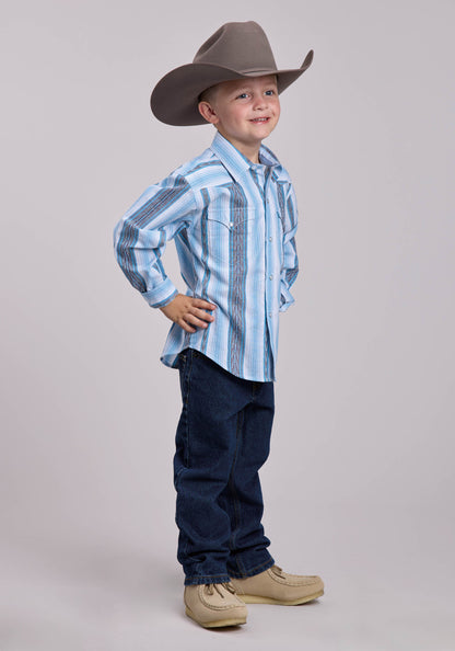 Boys Roper Yarn Dye Stripe Long Sleeve Snap Shirt