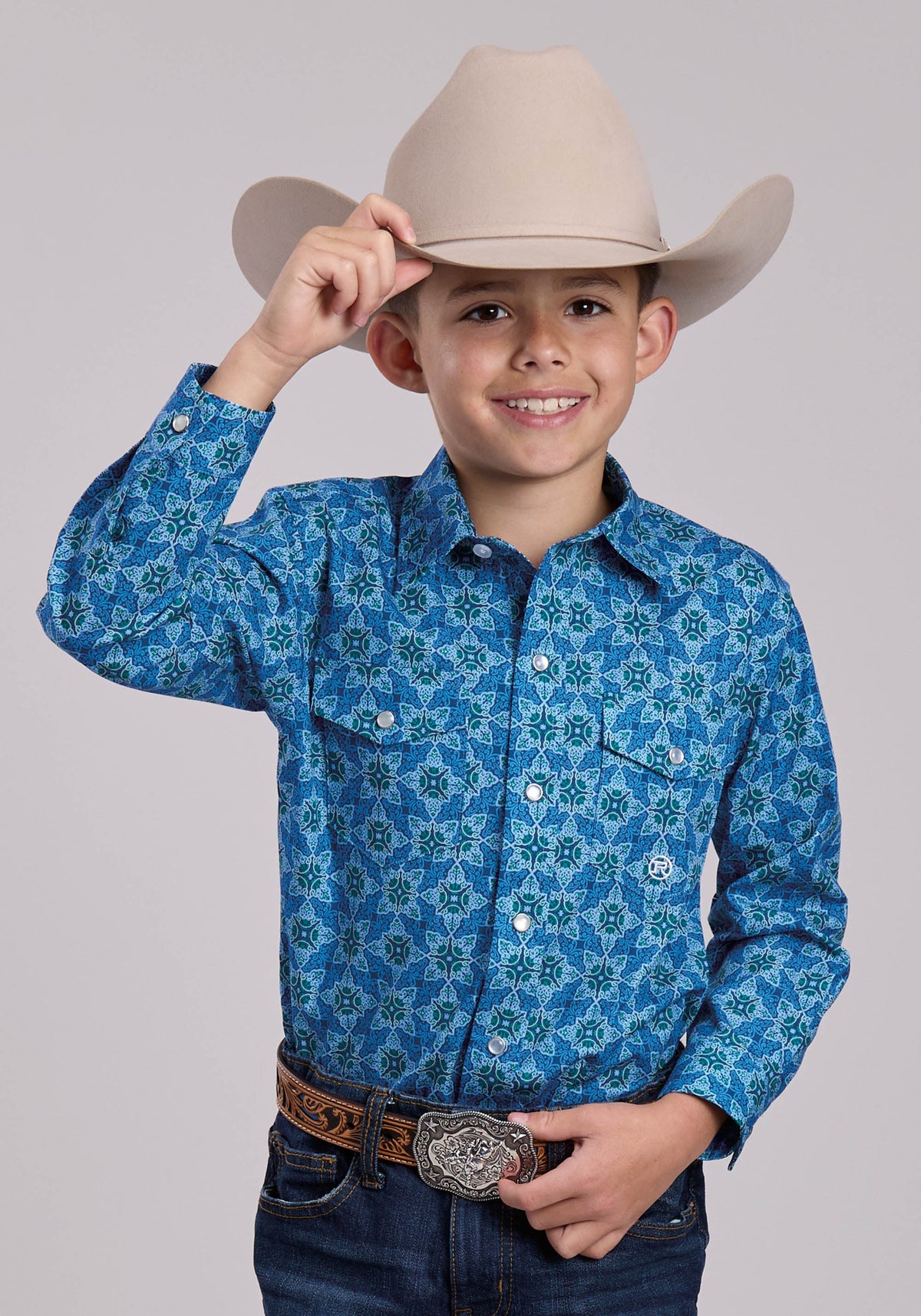 Boys Roper Ornamental Paisley Long Sleeve Snap Shirt