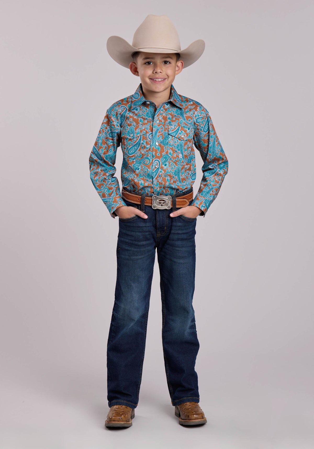 Boys Roper Desert Spring Paisley Long Sleeve Snap Shirt