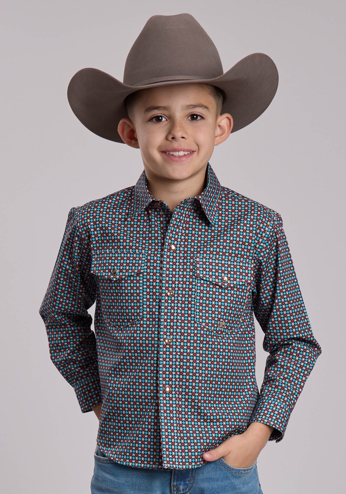 Boys Roper Small Star Foulard Western Snap Shirt