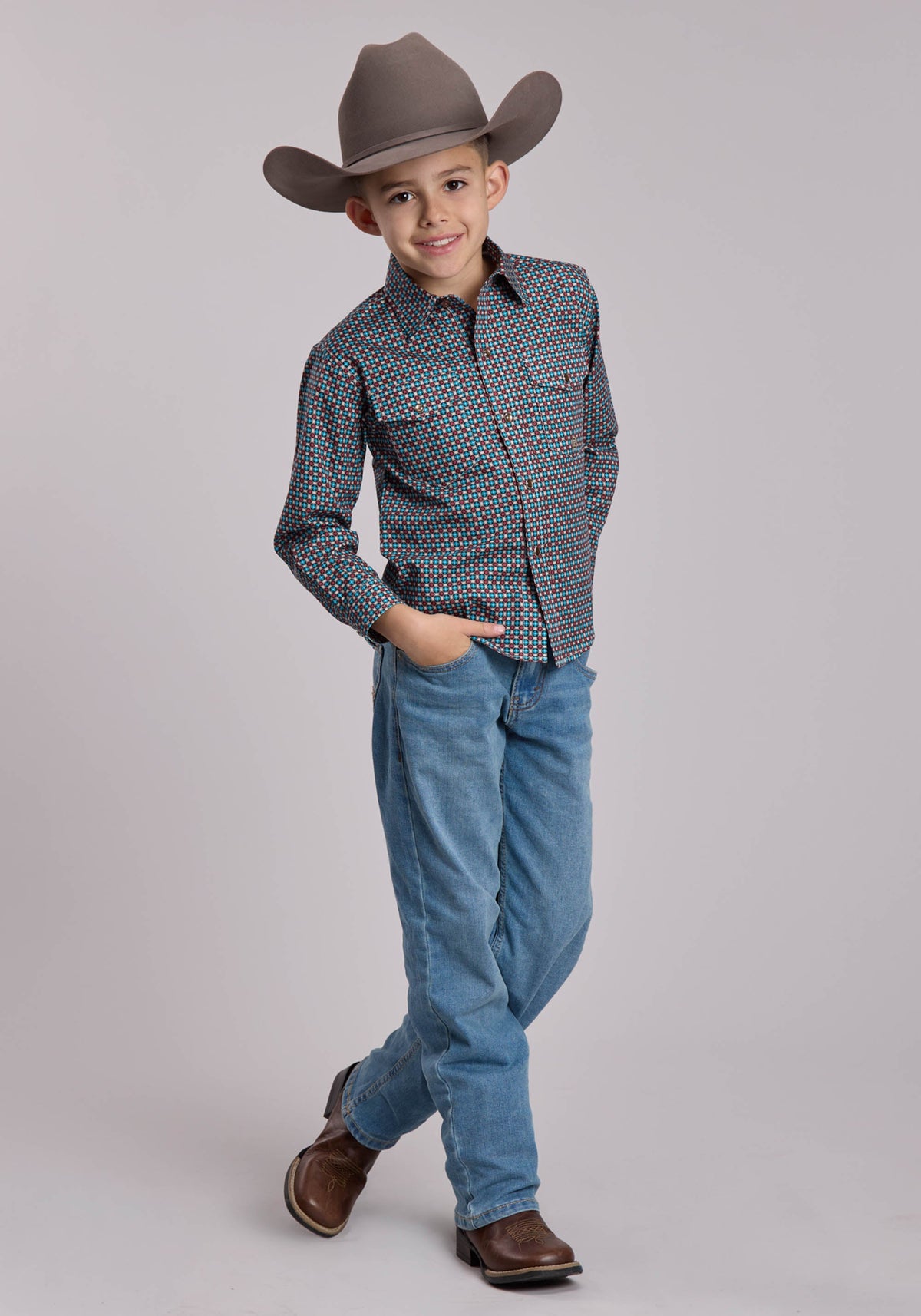 Boys Roper Small Star Foulard Western Snap Shirt