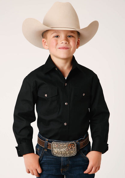 Boys Long Sleeve Snap Solid Poplin Western Model  Western Shirt