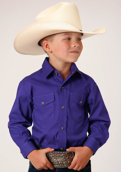 Boys Long Sleeve Snap Solid Poplin Western Model  Western Shirt