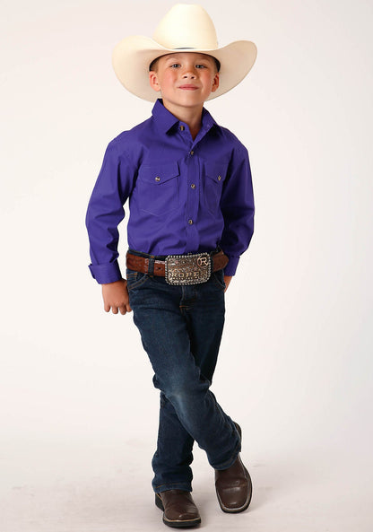 Boys Long Sleeve Snap Solid Poplin Western Model  Western Shirt