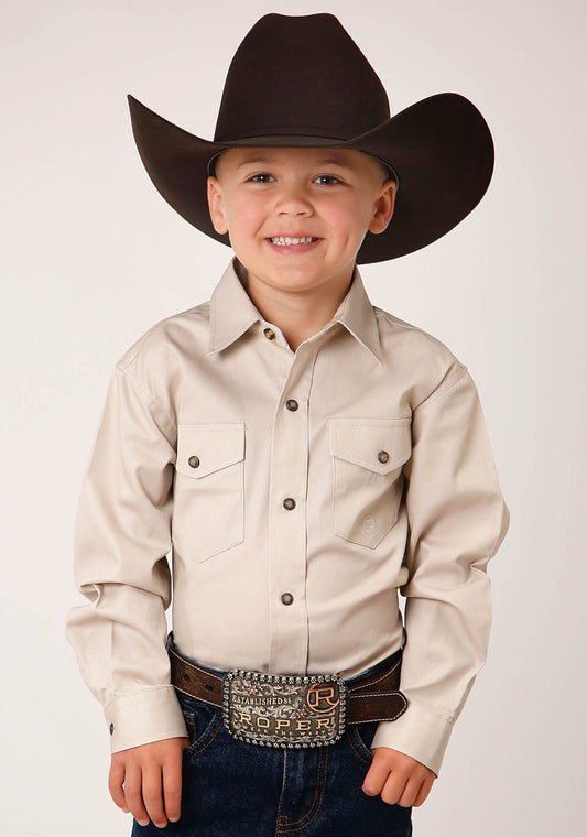 Boys Long Sleeve Snap Solid Poplin Western Model  Western Shirt